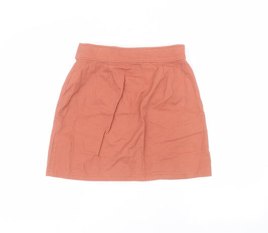 Primark Womens Orange Cotton A-Line Skirt Size 8
