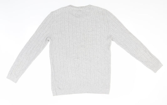 ASOS Mens Grey Round Neck Cotton Pullover Jumper Size XL