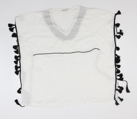 Papaya Womens White Viscose Basic T-Shirt Size S Round Neck