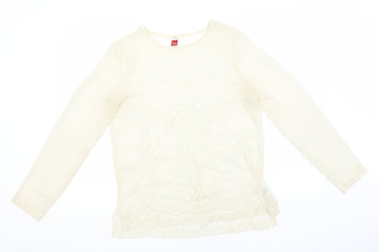 Additional front view of Matalan women’s beige polyester basic blouse, size UK 12, round neck