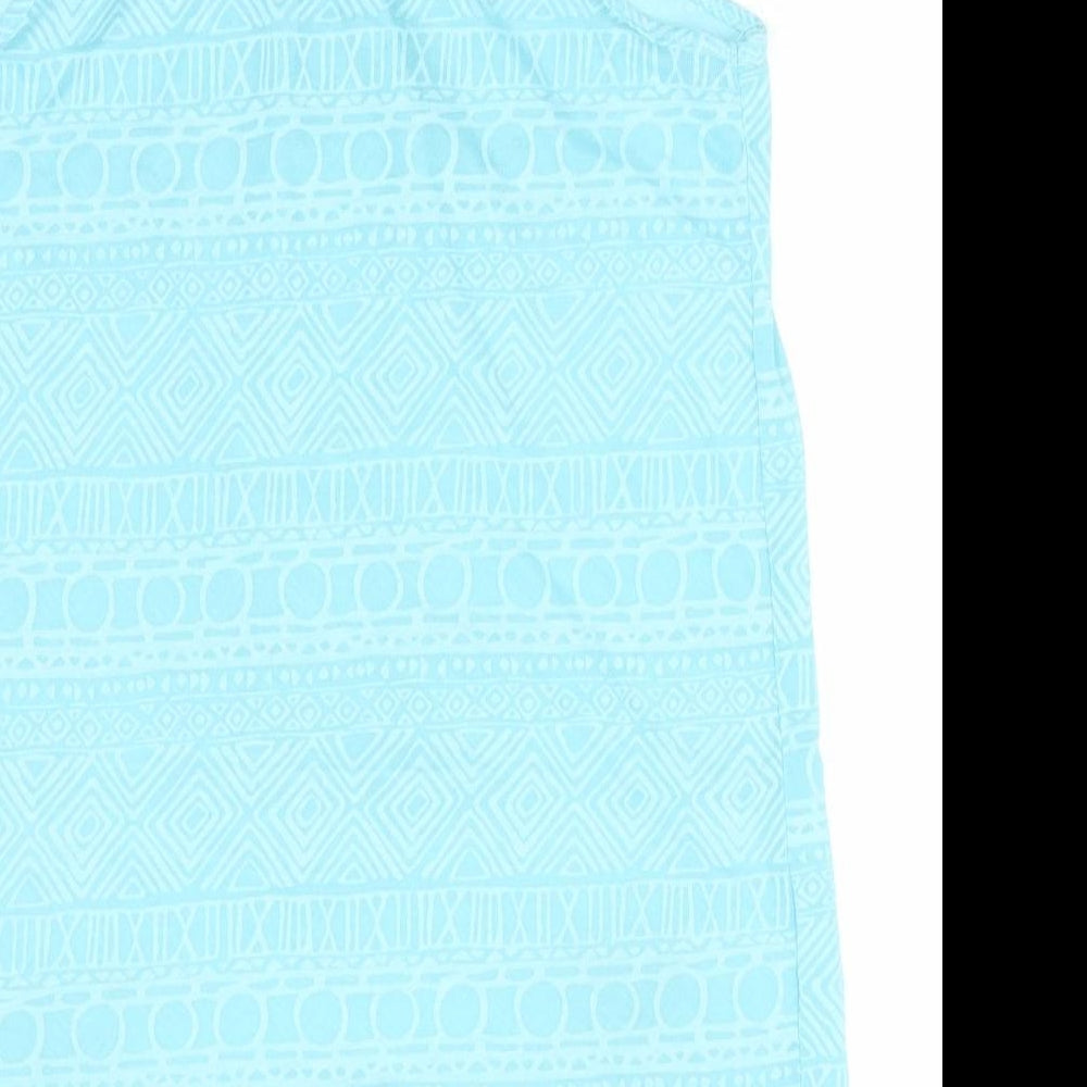 George Womens Blue Geometric Polyester Basic Tank Size 10 Round Neck