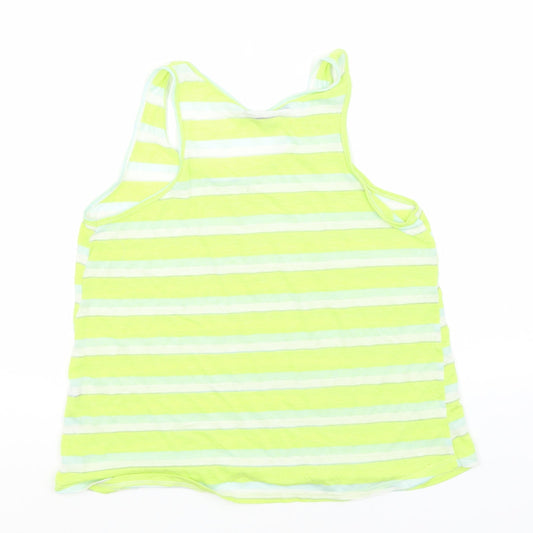 Atmosphere Womens Yellow Striped Polyester Basic Tank Size 10 Round Neck