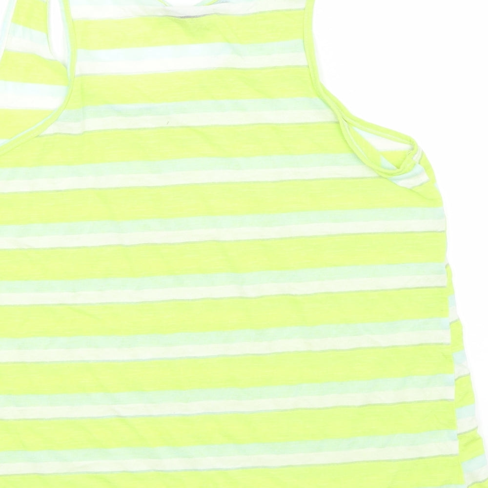Atmosphere Womens Yellow Striped Polyester Basic Tank Size 10 Round Neck