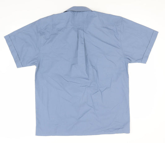 Mens UK Size M Easy Blue Button-Up Short Sleeve Casual Shirt