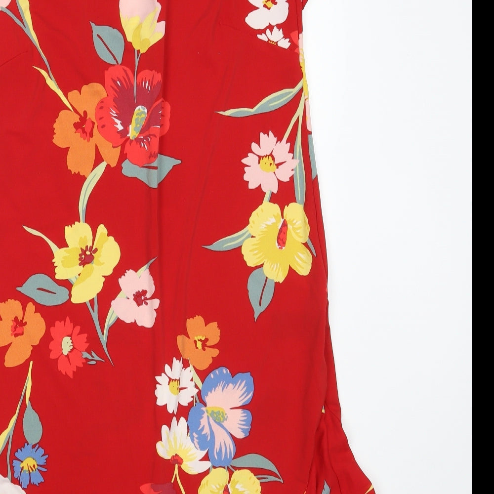 NEXT Womens Red Floral Polyester Shift Size 10 Boat Neck