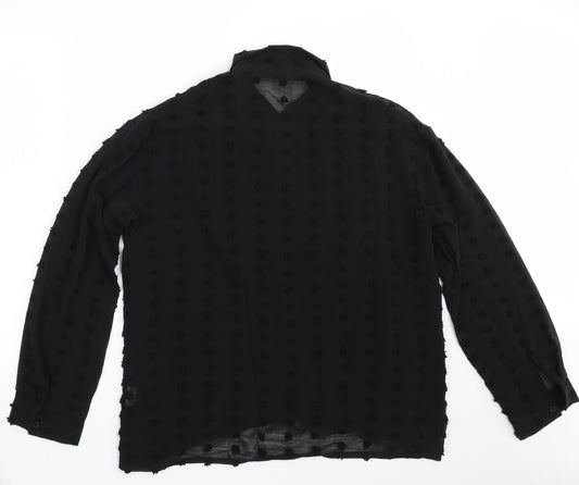 Womens UK Size L Preworn Black Basic Button-Up