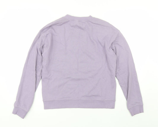 Divided Womens Purple Round Neck Cotton Pullover Jumper Size S