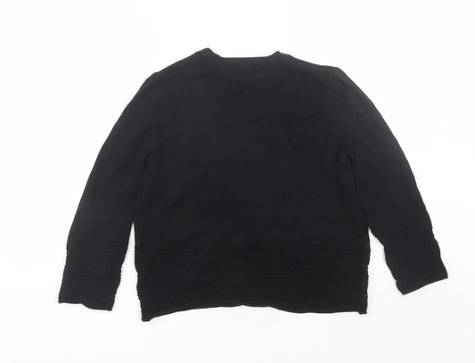 TU Womens Black V-Neck Viscose Cardigan Jumper Size 10