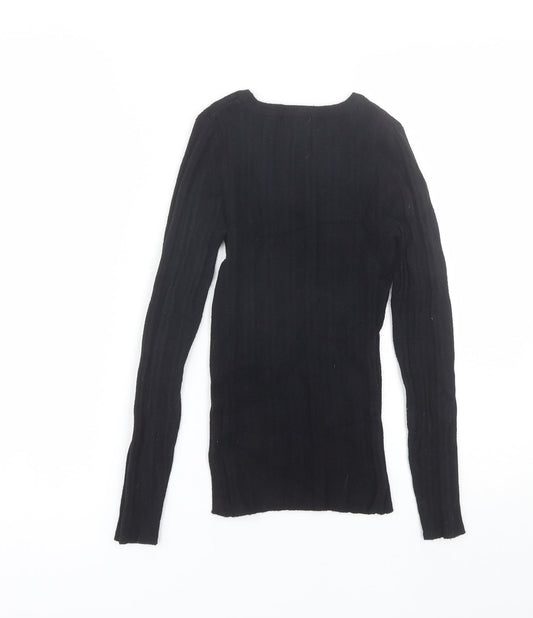 Primark Womens Black Round Neck Viscose Pullover Jumper Size XS