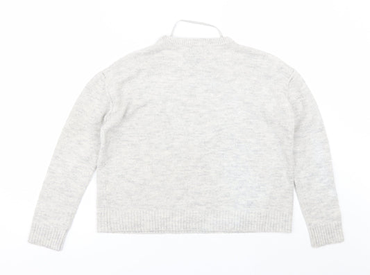 Primark Womens Grey Round Neck Acrylic Pullover Jumper Size 2XS