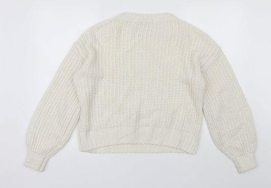 Womens UK Size S NEXT White Pullover Jumper