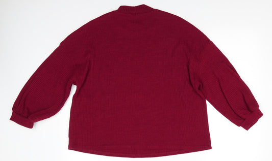 SheIn Womens Red High Neck  Polyester Pullover Jumper Size XL   - Deep Red