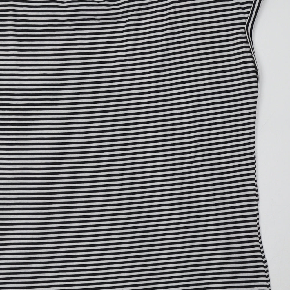 George Womens White Striped Polyester Basic Blouse Size 14 Crew Neck