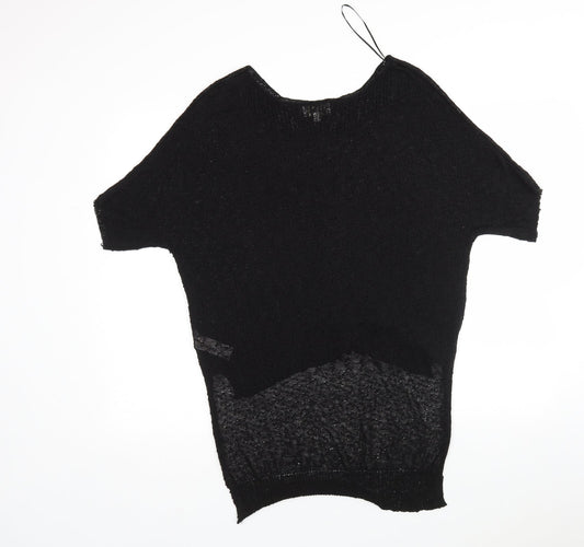 Apricot Womens Black Round Neck Acrylic Pullover Jumper Size M