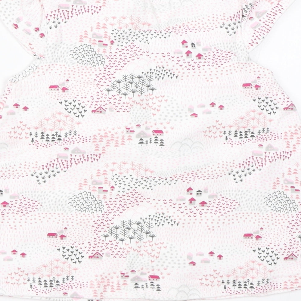 Juniors Girls White Cotton A-Line Size 0-3 Months Round Neck