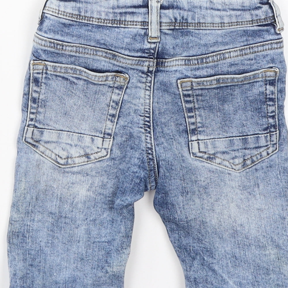 Brand and care label for Denim Co boys’ blue cotton skinny jeans, size 2-3, years regular