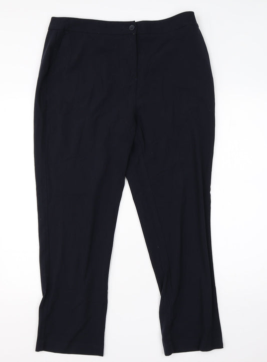 Womens UK Size 16 Isle Regular Fit Dress Pants Blue Trousers