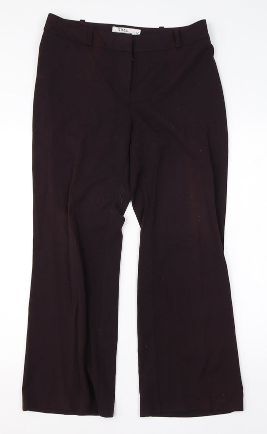 Womens UK Size 12 M&Co Regular Fit Dress Pants Purple Trousers