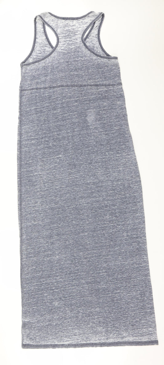 Brave Soul Womens Blue Cotton Pencil Dress Size S Round Neck