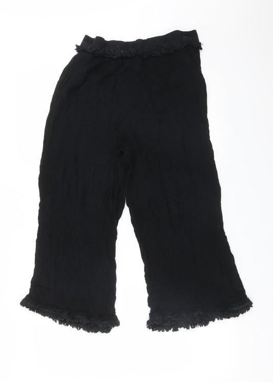 Additional front view of Topshop women’s black viscose trousers, size UK 10, 22-inch leg regular
