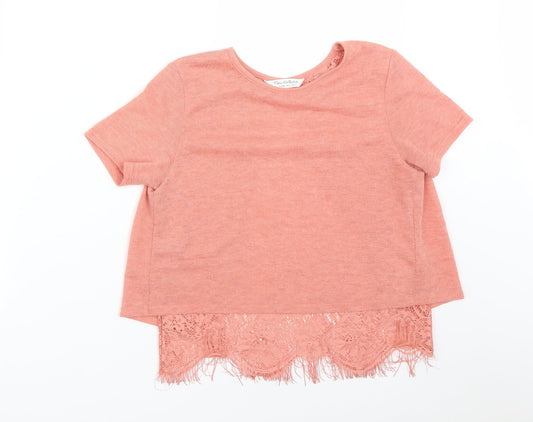 Womens UK Size 6 Miss Selfridge Pink Basic T-Shirt