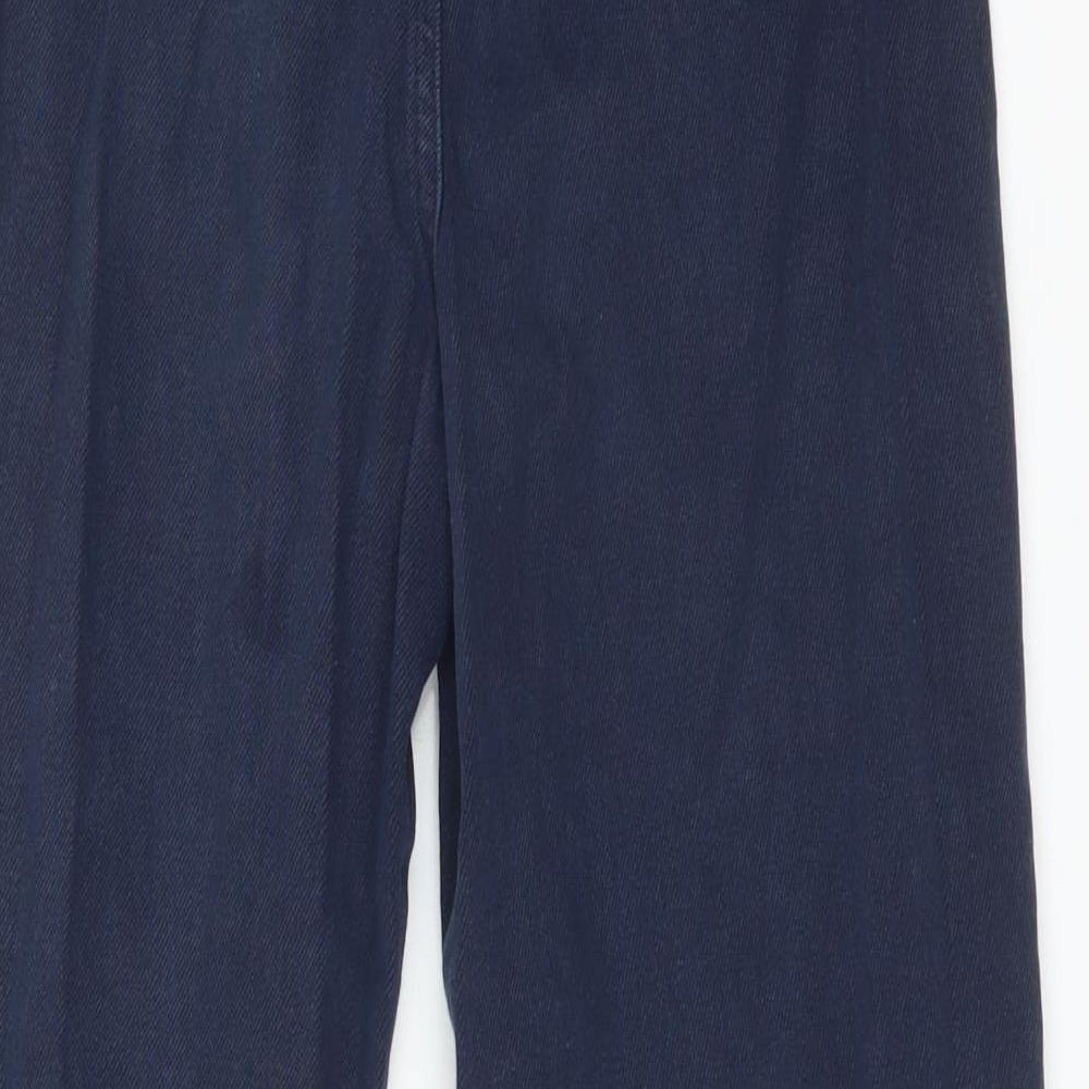 Brand and care label for Per Una women’s blue cotton straight jeans, size UK 6, 28-inch leg regular