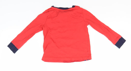 George Boys Red Cotton Basic T-Shirt Size 2-3 Years Round Neck - Dinosaur