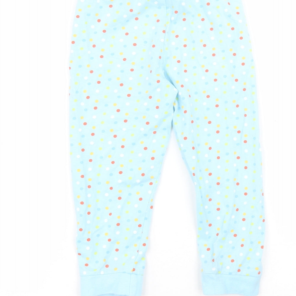 easter Girls Blue Polka Dot Cotton Sweatpants Trousers Size 3-4 Years Regular