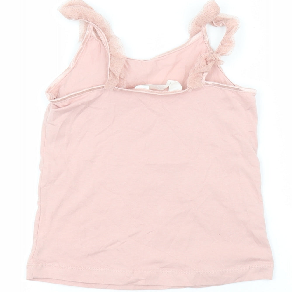H&M Girls Pink Cotton Basic T-Shirt Size 6-7 Years Round Neck