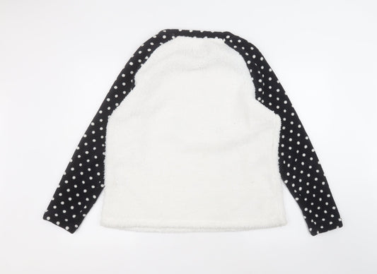 Nutmeg Womens White Round Neck  Polyester Pullover Jumper Size 16