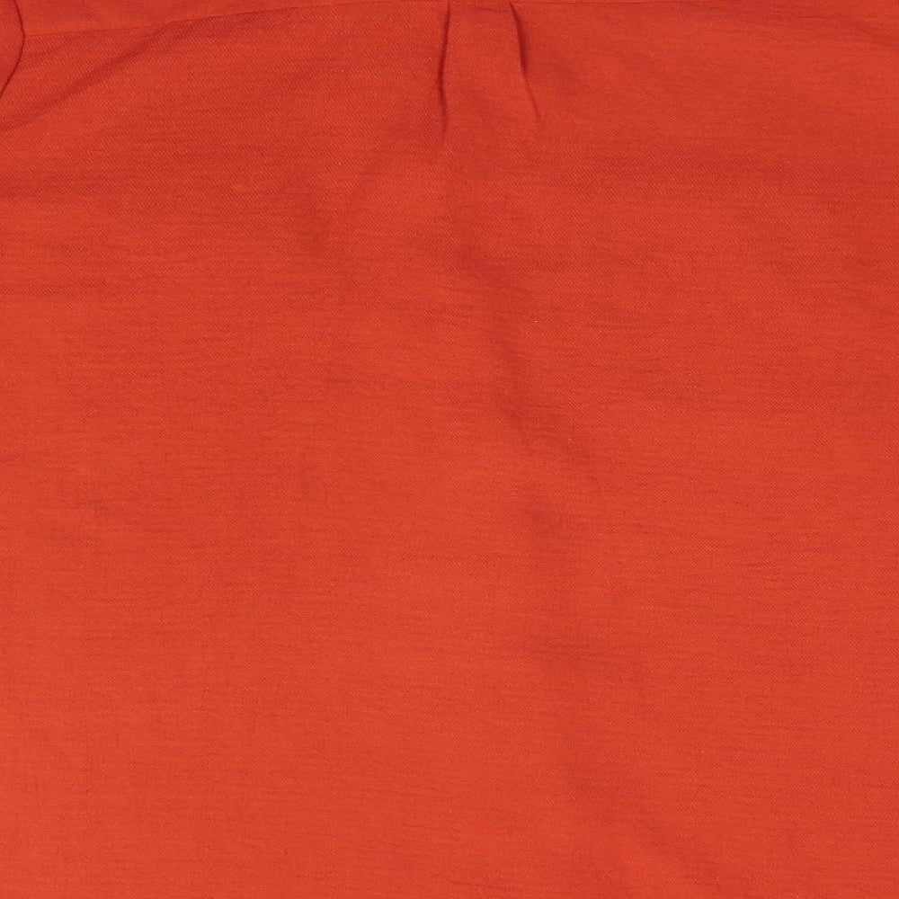 Primark Womens Orange Polyester Basic Button-Up Size 10 Collared - Dark Orange
