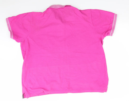 Fabric 8 Mens Pink Cotton Polo Size XL Collared - Bright Pink
