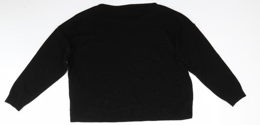 Boohoo Womens Black Round Neck Acrylic Pullover Jumper Size XL