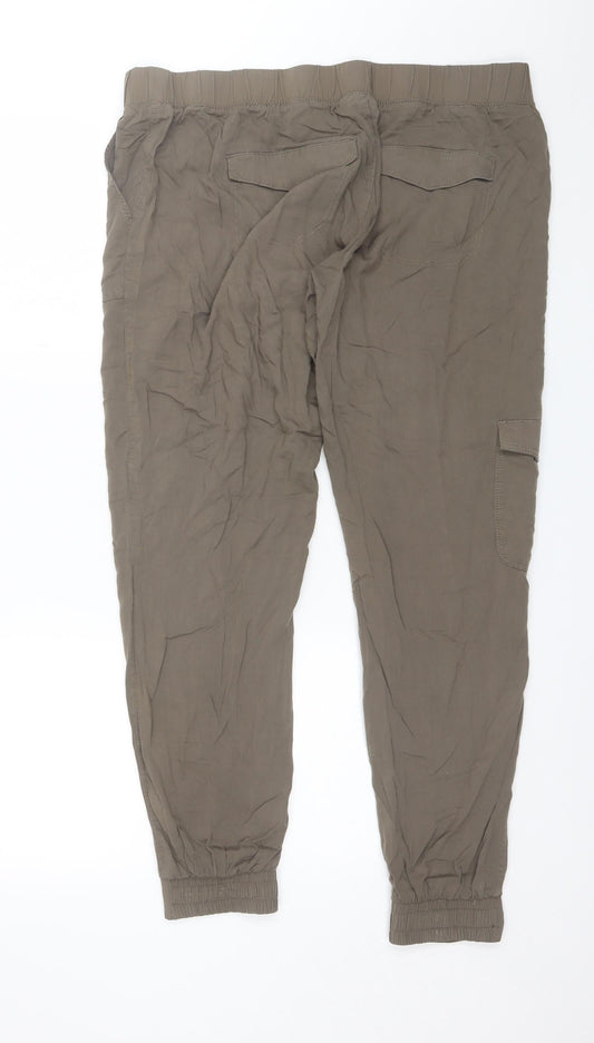 Yessica Womens Green Viscose Trousers Size 12 L28 in Regular