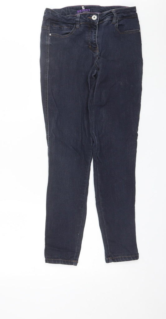 Additional front view of Tu women’s blue viscose skinny jeans, size UK 12, 28-inch leg regular
