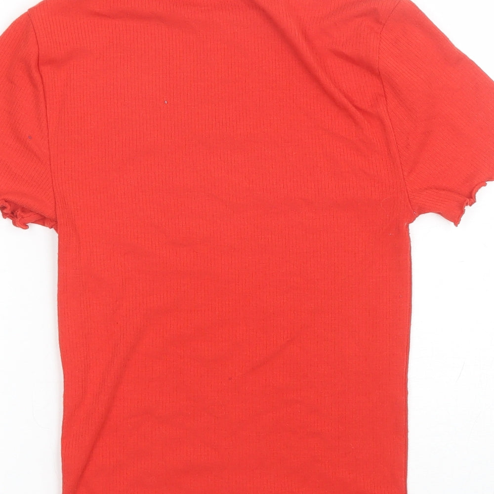 Primark Womens Red Polyester Basic T-Shirt Size XS Round Neck