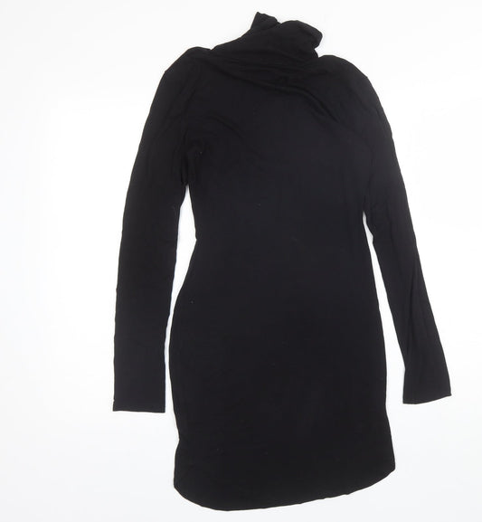 Missguided Womens Black Viscose Bodycon Size 8 Roll Neck