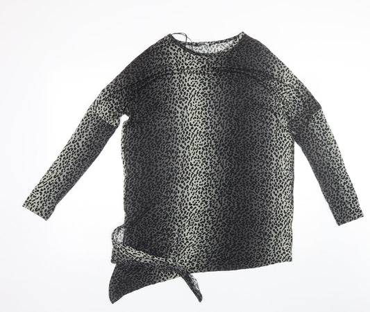 Additional front view of Pep&Co women’s black animal print viscose shift, size UK 14, round neck