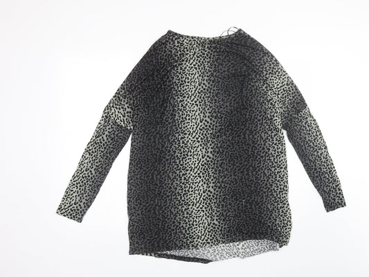 Pep&Co Womens Black Animal Print Viscose Shift Size 14 Round Neck