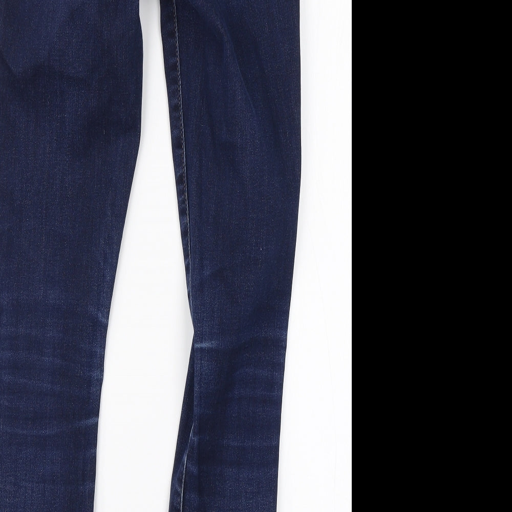 Brand and care label for Gap women’s blue cotton skinny jeans, size UK 26, in, 28-inch leg regular