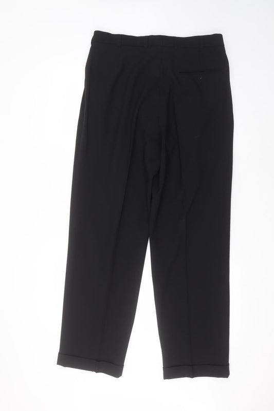 Burton Mens Black Wool Trousers Size 32 in L29 in Regular
