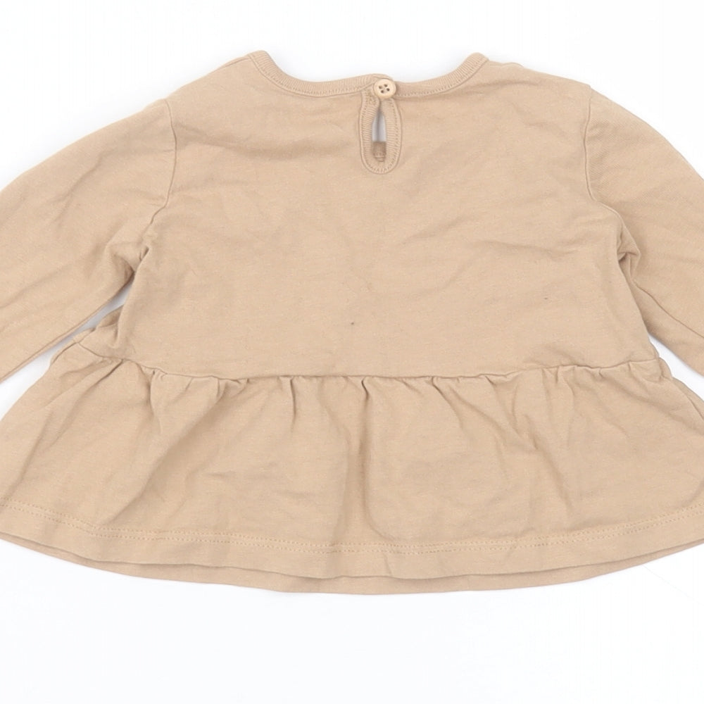 George Baby Brown Cotton Basic T-Shirt Size 3-6 Months Round Neck