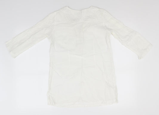 BiBA Womens White Basic Blouse Size 6 Round Neck
