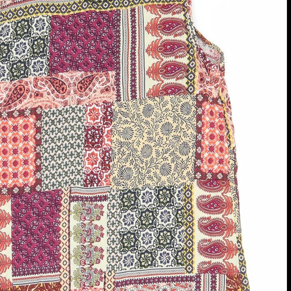 TU Womens Multicoloured Paisley Viscose Basic Button-Up Size 8 Round Neck