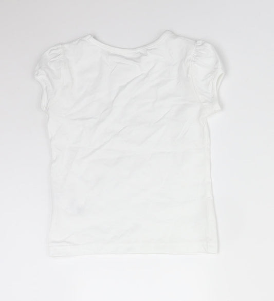 George Girls White Cotton Basic T-Shirt Size 4-5 Years Round Neck