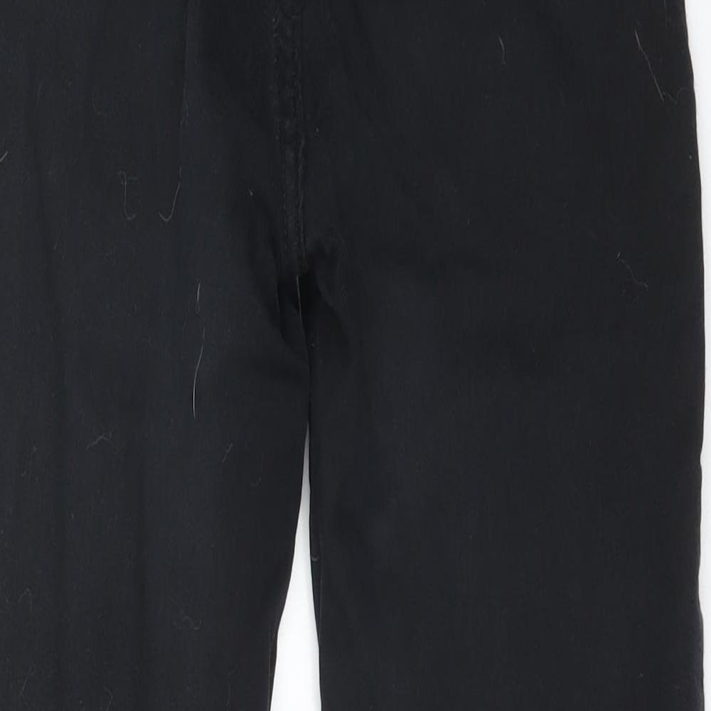 Brand and care label for F&F women’s black cotton skinny jeans, size UK 10, 27-inch leg regular