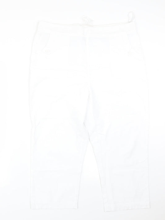 Womens UK Size 16 ISLE Regular Fit White Trousers