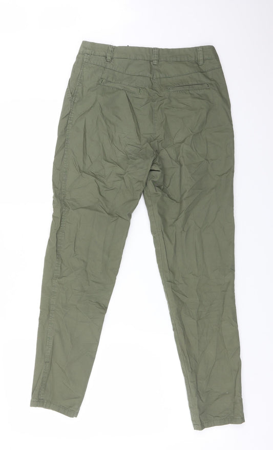 Womens UK Size 4 H&M Regular Fit Chino Green Trousers