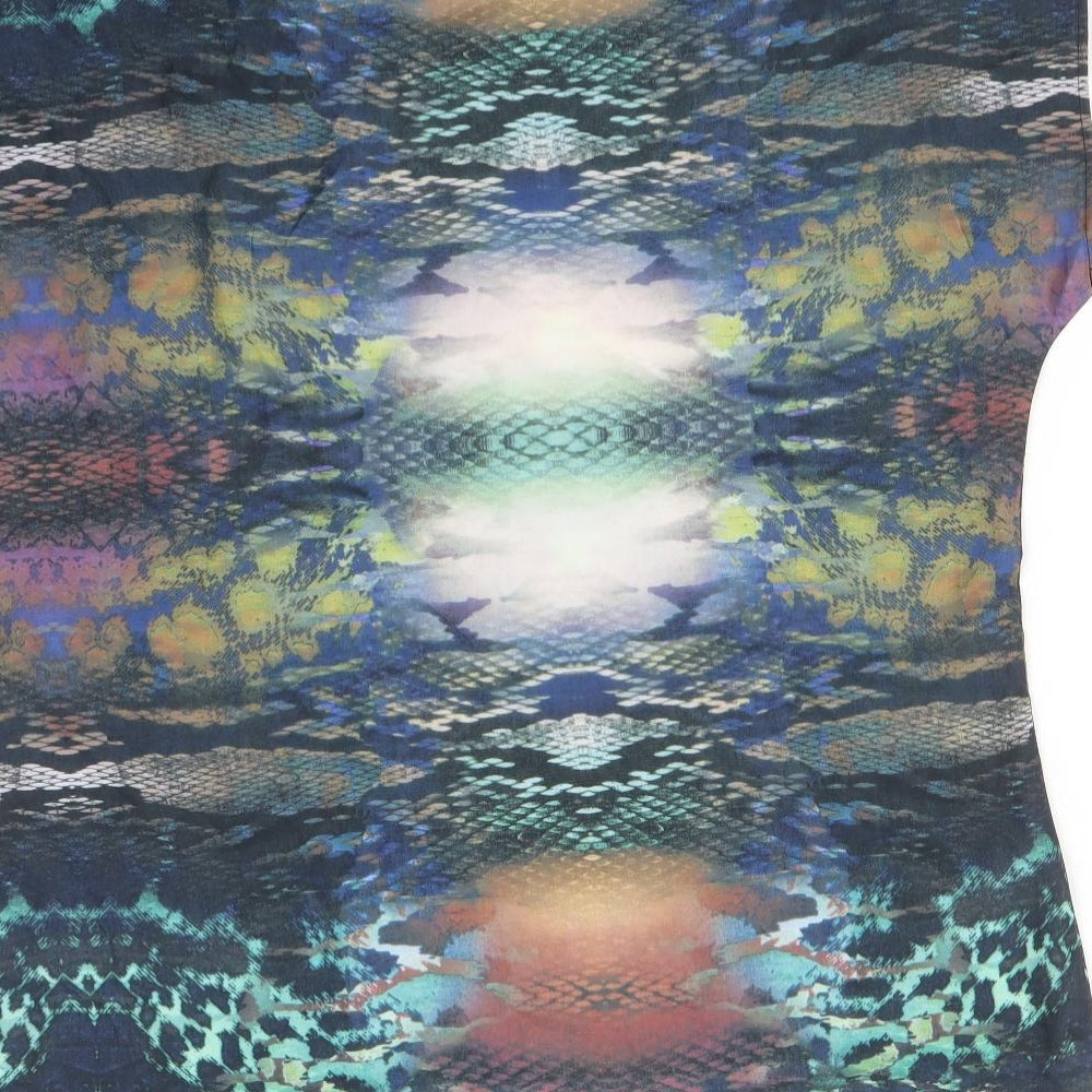 ELLEN REYES Womens Multicoloured Animal Print Polyester Basic T-Shirt Size XL Round Neck