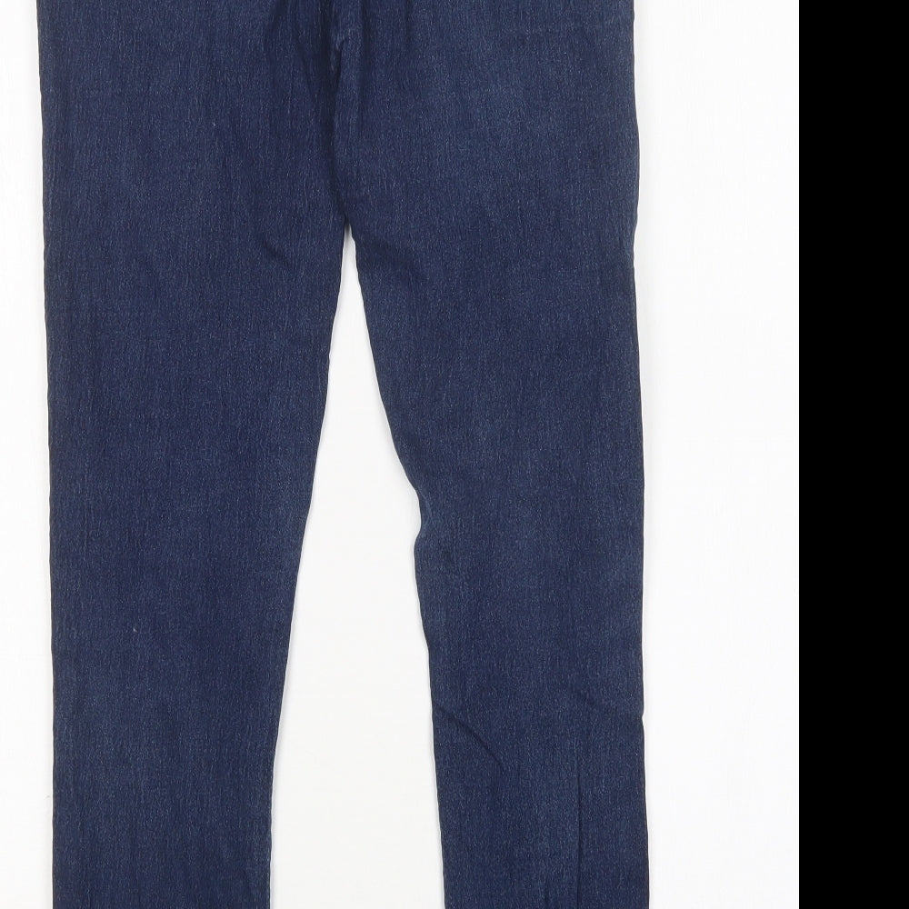 Brand and care label for Denim Co women’s blue cotton skinny jeans, size UK 8, 27-inch leg regular